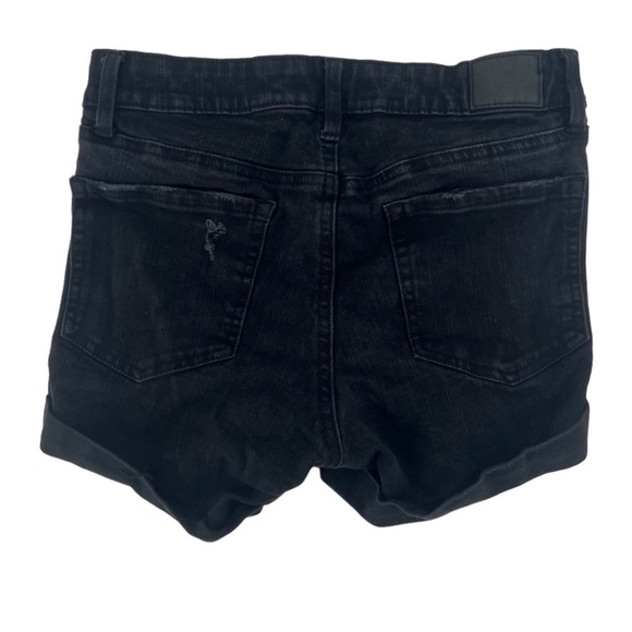 Aeropostale Black High Rise MIDI Cuffed Distressed Jean Shorts Size 8 Women’s - Picture 3 of 5